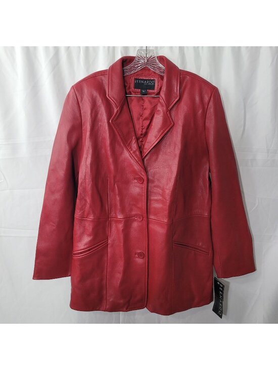 Bernardo Collection Jackets & Blazers - Bernardo Collection Women's Red Leather Blazer Jacket Size XL NWT